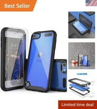 2-in-1 Shockproof iPod Touch Case with 2 HD Protectors - Heavy Duty Black Cover