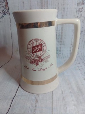 Vintage Schlitz Beer Mug/ Stein Ceramic w/Gold Trim /Red Logo Collectible 