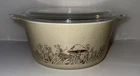 VNTG Pyrex Forest Fancies 1.5 Qt. Casserole With Clear Glass Lid 474-B & 474-C