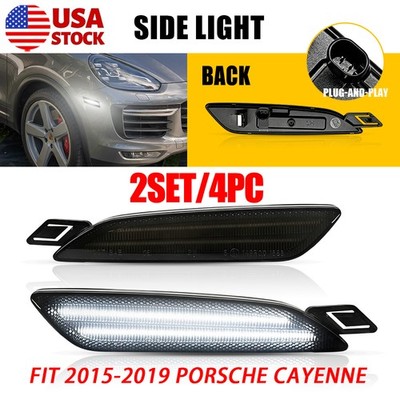 4X Front White LED Side Marker Lights 97063104700 For Porsche Cayenne 2015-2019