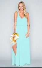 Show Me Your Mumu Teal Maxi Dress Kendall Sleeveless Elegant V Neck Medium NWT