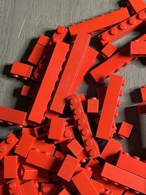 LEGO Red Bulk Lot Basic Bricks 1x16 1x8 1x6 1x4 1x2 1x1 2x2 Corner 320pc