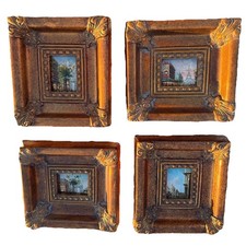 Set 4 dipinti ad olio paesaggio provenzale impressionismo francese vintage
