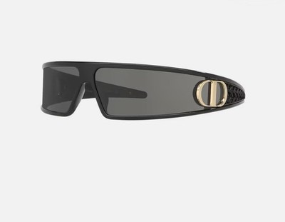 Dior Oversized Shield Sunglasses Black Plastic Frame Gray Tinted Lenses