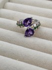 3.25ctw African Amethyst & Chrome Diopside Bypass Ring Platinum Plated Size 6 — photo 2