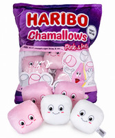 Haribo Chamallows Sweets Plushies Zip up Cushion Squashies Marshmallow Soft Toys