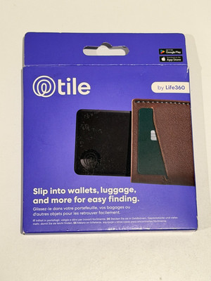 Tile by Life360 Slim Wallet GPS Tracker Bluetooth Finder - Black NEW SEALED