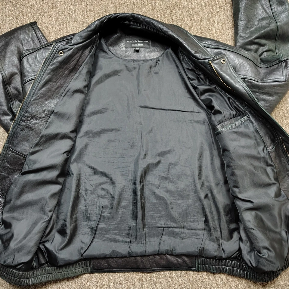 CROFT & BARROW Chaqueta de Cuero Vintage Hombres 2XLT Negro Cremallera Completa Forrado Abrigo Foto 3 de 4