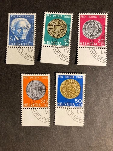 Switzerland 1964 Set Pro Patria Bodmer Coins Postage Stamp Edge 1st Day