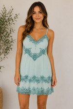 Wacoal Lace Chemise Nightgown Women's XXL Aqua Blue Floral Lace Sleep Dress