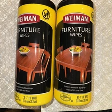 2 Pack Weiman Wood Cleaner and Polish Wipes 30 Ct Protects + Cleans Furniture