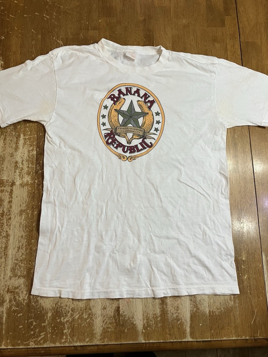 VINTAGE 1980's BANANA REPUBLIC TRAVEL & SAFARI T SHIRT classic