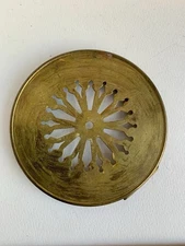 Antique Mantel Clock Pierced Brass Back Door 5 1/2"