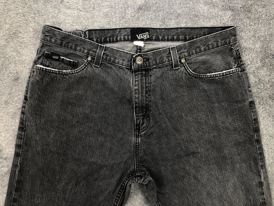 Pantalones de mezclilla Vans para hombre 38x32 negros grises pierna recta 100 % algodón casual skate Foto 2 de 4