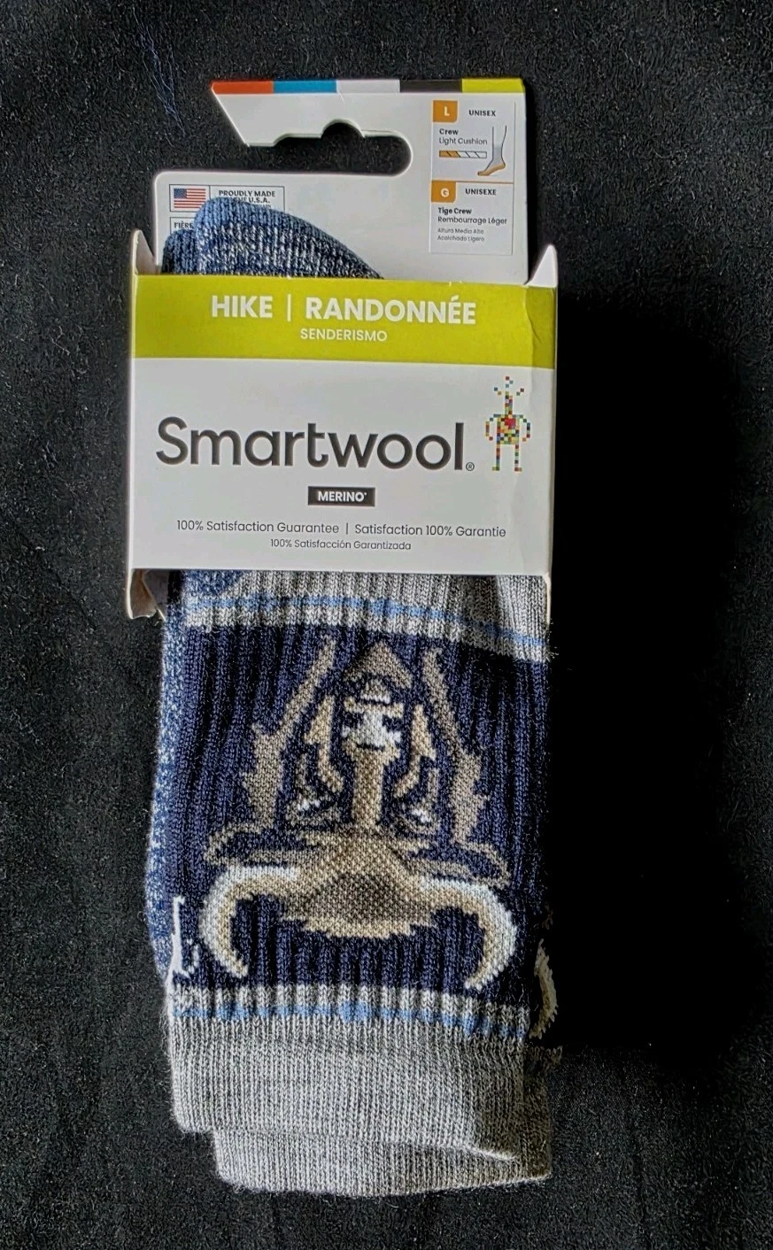 SMARTWOOL MENS HIKE BISON LIGHT CUSHION CREW SOCKS SZ L#SW003049-NWT