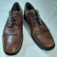 Chaps Mens Dress Shoes 10.5M Derby Oxford Brown Leather Cap Toe Brogue Lace Up