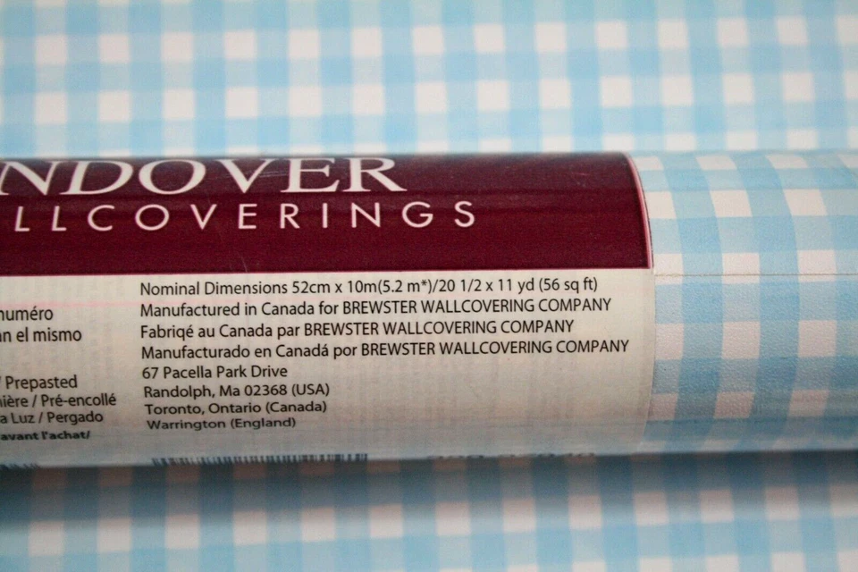 Papel pintado pastel azul cielo y blanco pequeño a cuadros doble rollo Brewster Cottagecore Foto 2 de 4