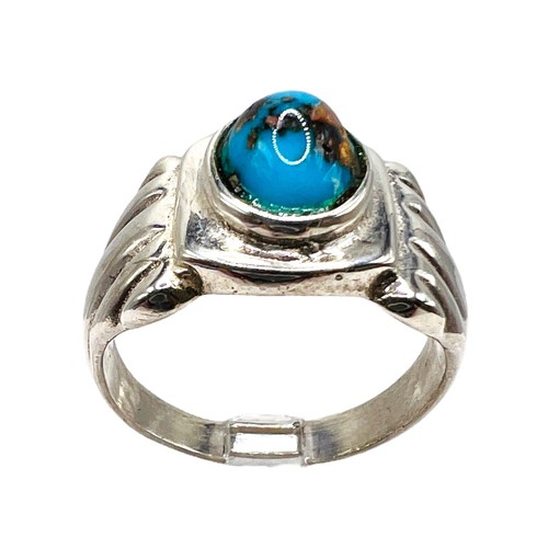 Persian ROYAL Blue Turquoise Men Ring Natural Sterling Silver SZ 8.75 Handmade - Picture 2 of 10