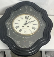 French Pinel A Montreuil picture wall clock 1800s Original Fancy Mother Of Pearl