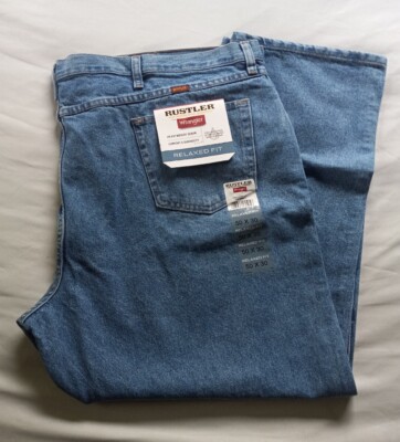 NWT Wrangler Rustler Men 50x30 Relaxed Fit Straight Leg Heavyweight Denim  Jeans