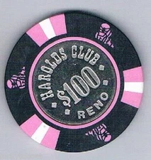 Harolds Club $100.00 Coin Center Casino Chip Covered Wagon Mold Reno Nevada