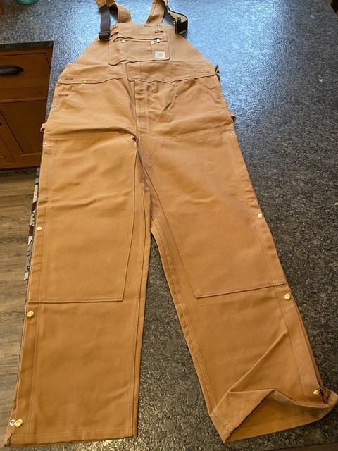 Factory 2nds- Carhartt Unlined Zip to Thigh 44x34 Bib Overalls R37 BRN for sale online | eBay
