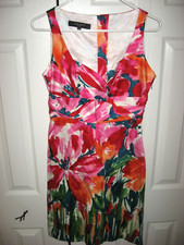 Womens Flowered NINE WEST Lined Stretch Sleeveless Dress 4
