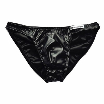 Men's Briefs Faux Leather Thongs Sexy Bikini Underwear Swimsuit
