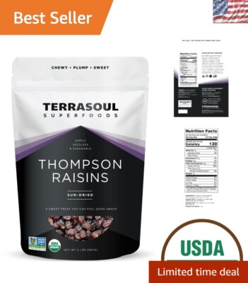 Versatile 2 Lbs Organic Raisins - Sweet, Healthy Snack for Every Occasion