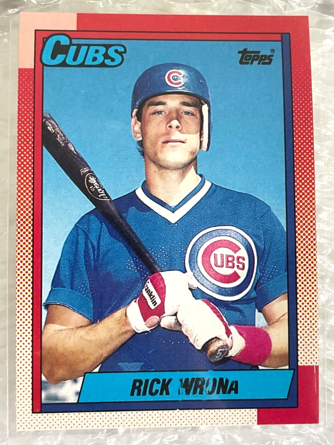 1990 Topps Rick Wrona Unofficial Partial Blackless #187 '90s Cubs White Boy