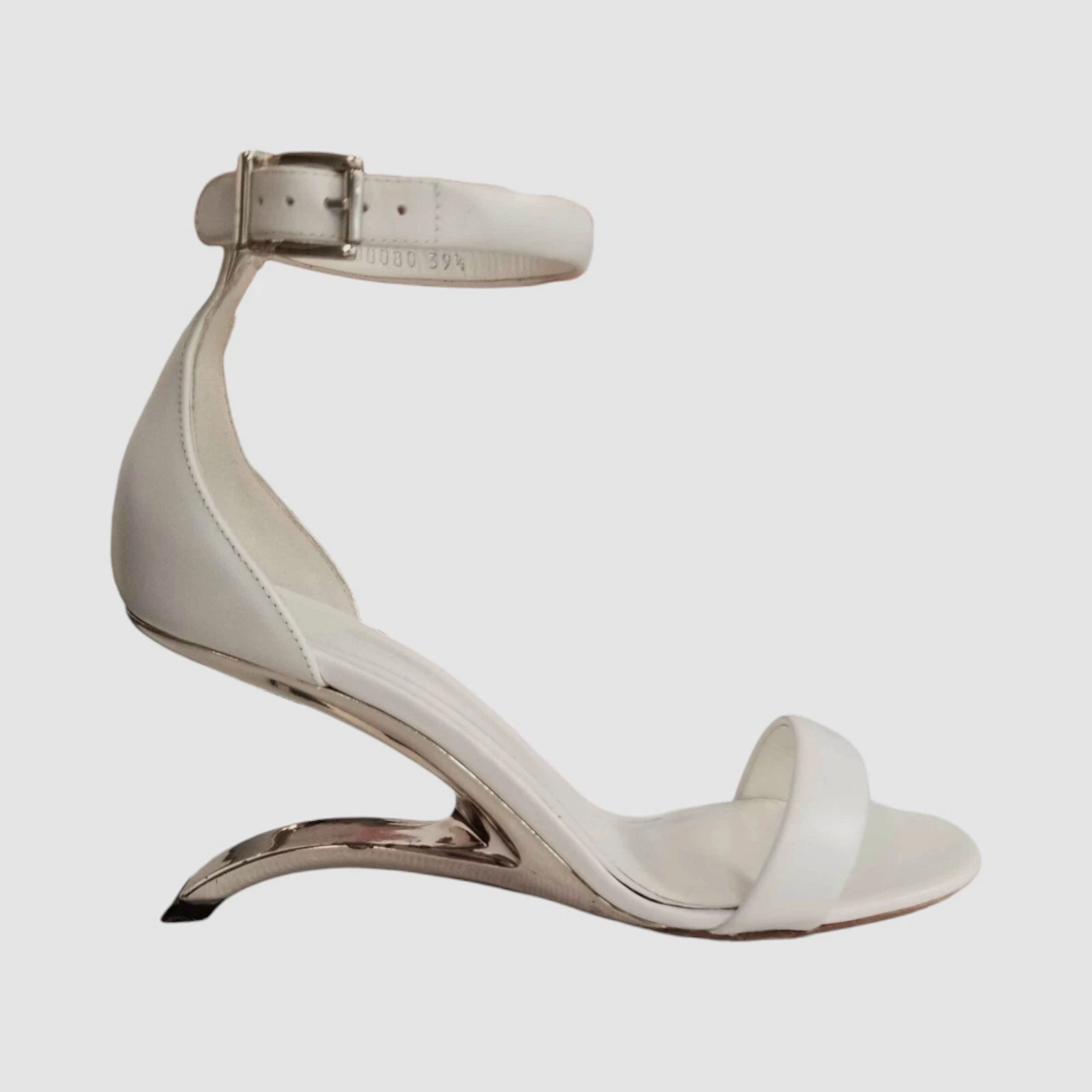 $1190 Alexander McQueen sandalo donna bianco pelle arco tacco nudo misura 39 5