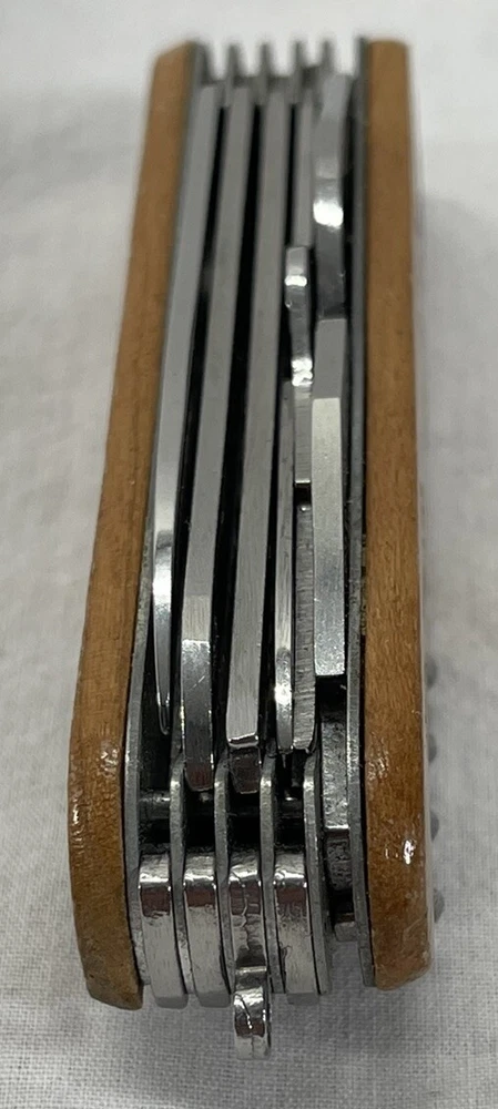 Multi Tool 3 1/2" Pocket Knife Engraved Rocky Mountain National Park Wood Handle