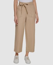  80 Tommy Hilfiger Women Beige Belted Waist Wide Leg Utility Cargo Pants Size 16