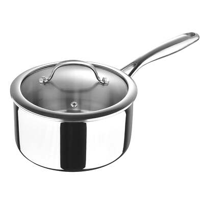 Masterpro Argent Edelstahl Kochtopf mit Glasdeckel 18 cm 2,3 l
