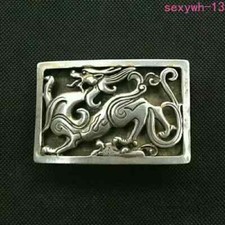 China Hollow Out Handwork Relief Dragon-Pattern Tibetan Silver Belt Buckle