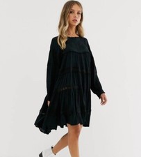 Free People Piece of Your Heart Mini Dress in Black XS $148