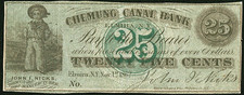 NY 25¢ ELMIRA New York Chemung Canal Bank John I Hicks Nov 1st, 1862