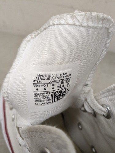 Converse Damen Chuck Taylor All Star Hi Top Schuhe Sneaker Größe Wmn 6 / Herren 4 - Bild 7 von 8