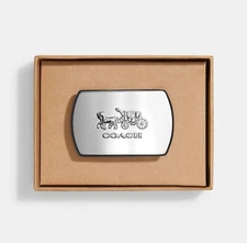 Coach Silver Boxed Horse And Carriage Plaque Belt Buckle CE865