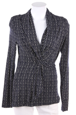 hessnatur Longsleeve-Shirt Wrap Effect Deep Plunge Neckline D 36 dark blue