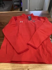 MENS Under Armour COLDGEAR TEXAS TECH RED RAIDERS 1/4 ZIP SWEATER  RED M MED NWT