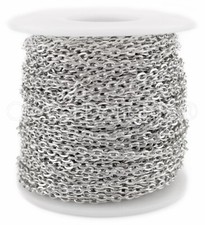 Cable Chain - 3x4mm Link - Platinum Color - 30 100 500 Feet - Bulk Craft Spool