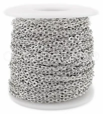 Cable Chain - 3x4mm Link - Platinum Color - 30 100 500 Feet - Bulk Craft Spool