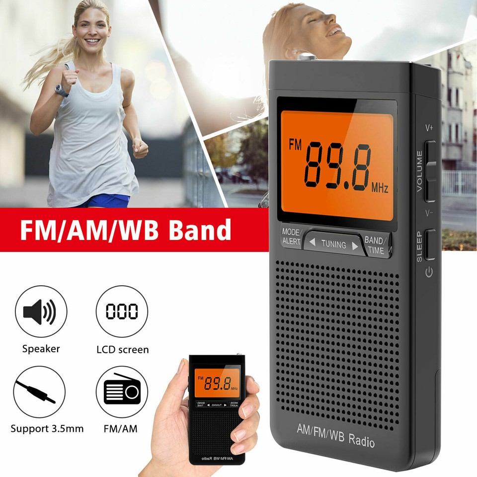 AM FM Radio Battery Operated Radio Portable Pocket Auto-Search ...
