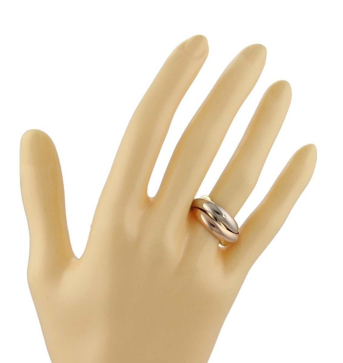 Cartier Trinity 18k Tricolor Gold 4.5mm Rolling Band Ring Size EU 48-US 4.5 View 4