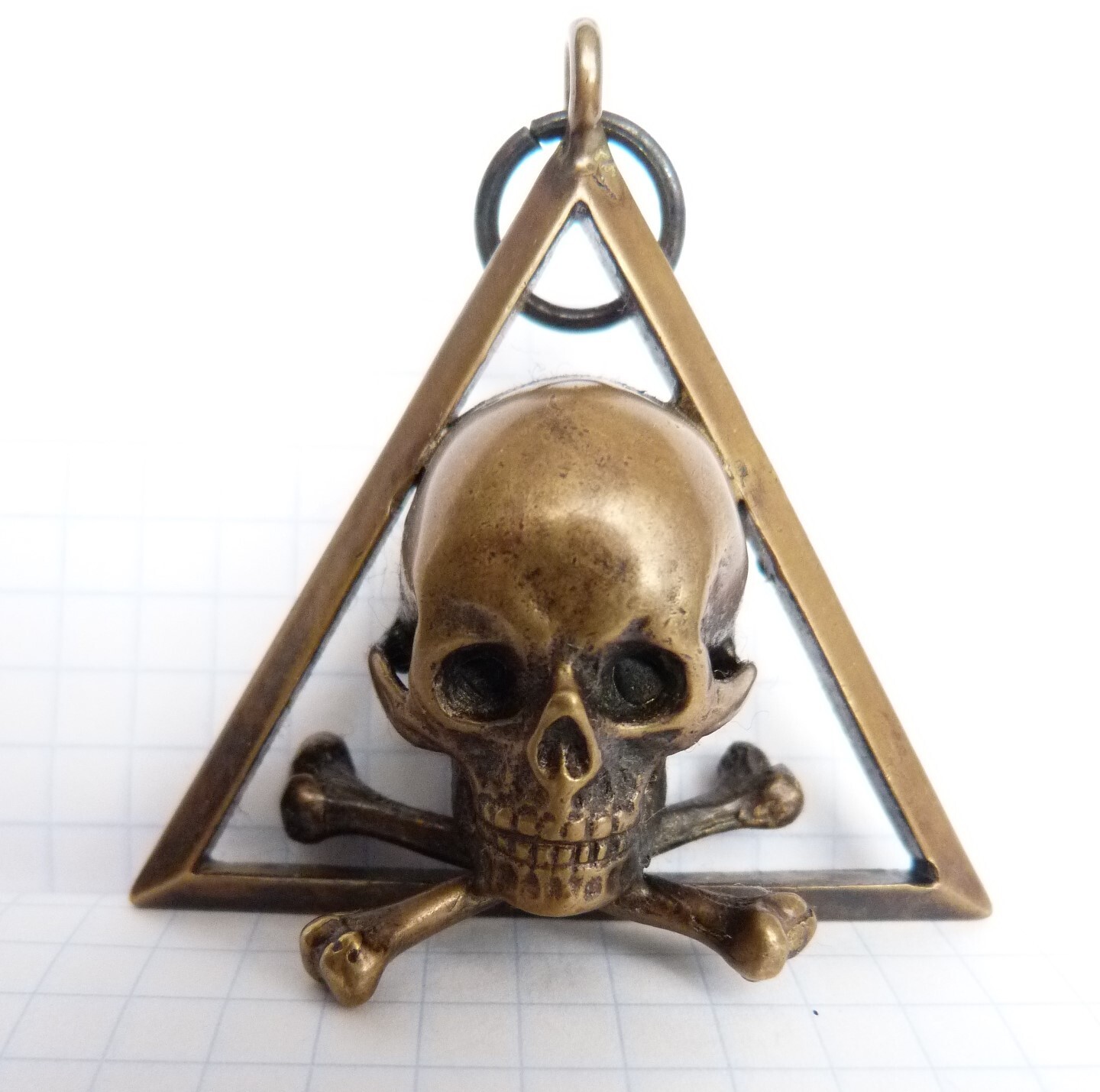 bone skull memento mori pendant brass masonic skull in triangle eBay
