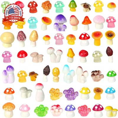 100pcs Mini Mushrooms Tiny Resin Mushrooms Miniature Little Small Mushroom Figur