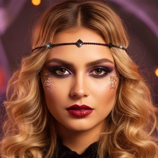 Aukmla Rhinestone Headpiece Head Chain Jewelry Prom Costume Headband for Women 