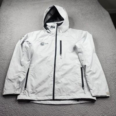 Helly Hansen Rain Jacket Mens Large Gray Windbreaker Waterproof Full Zip Hooded