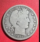 1901S US Barber SILVER Half Dollar "San Francisco" Mint Good Semi Key Date 847K!